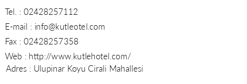 Ktle Hotel telefon numaralar, faks, e-mail, posta adresi ve iletiim bilgileri